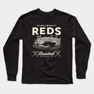 Cincinnati Reds Stadium by Buck Tee Originals Long Sleeve T-Shirt